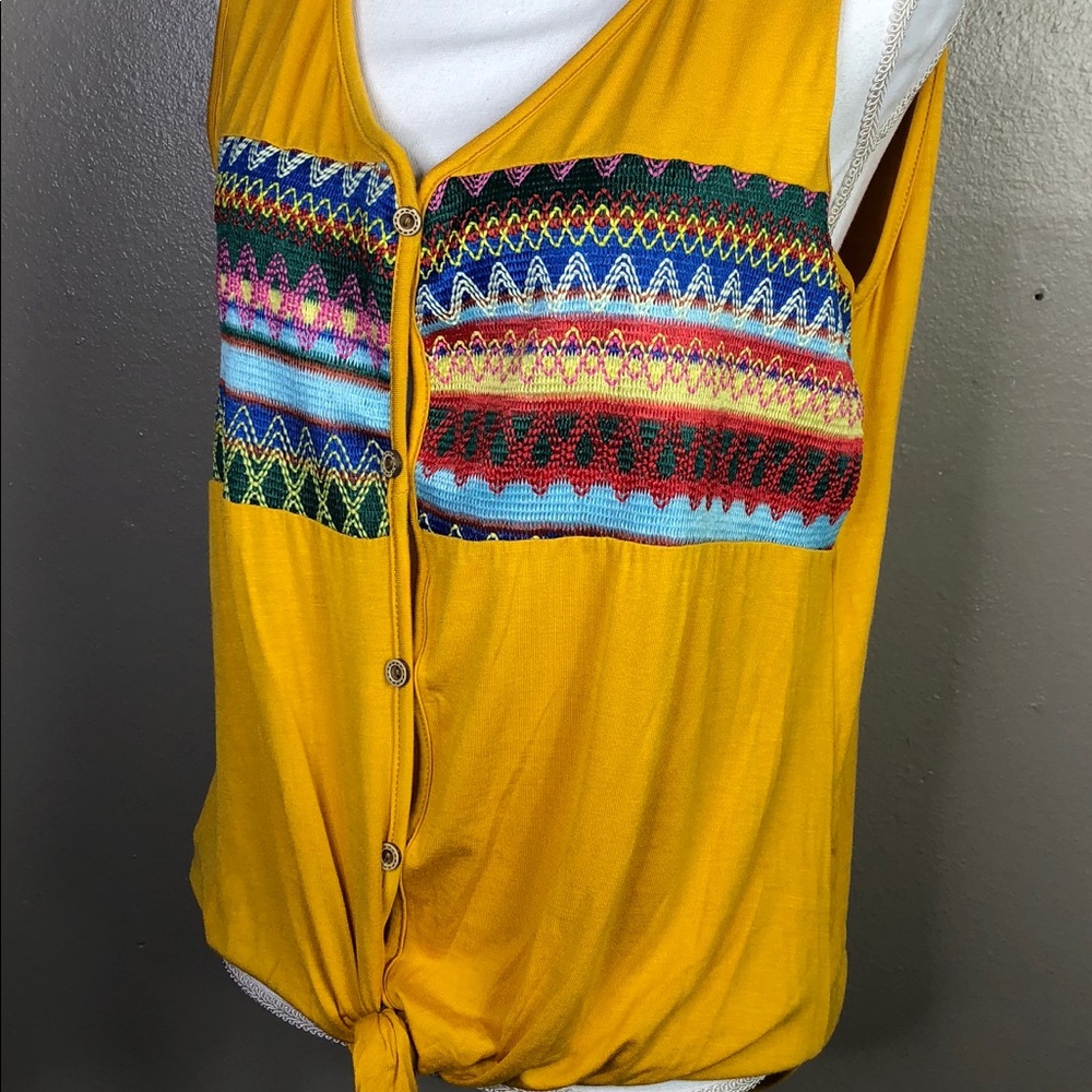 Yellow Medium Front Knot Tank